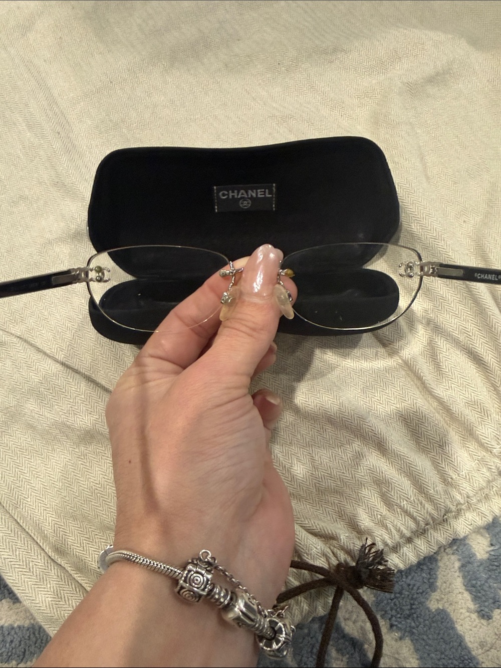 CHANEL Rimless Glasses with Silver Accents and Black Temples - Picture 2 of 8